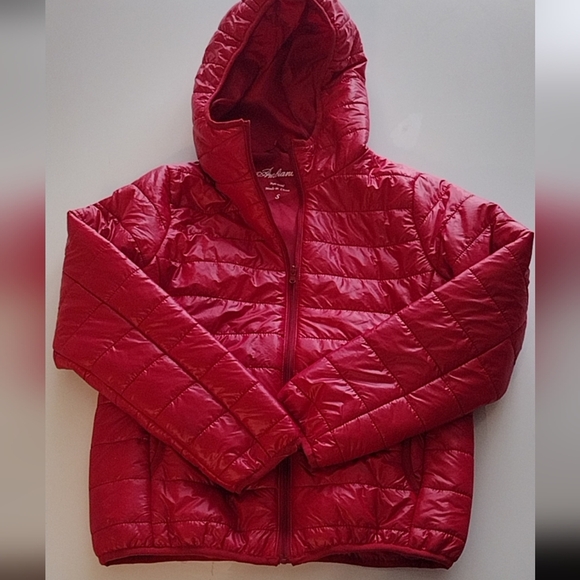 Red Nylon Coat Zip up jacket - Picture 3 of 5